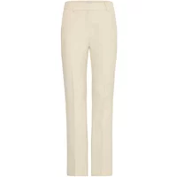 Cream women's trousers by b.Young, straight-leg design with a fitted waist and subtle front seam detailing.