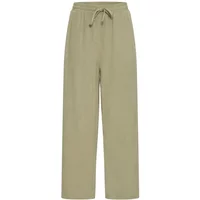 Beige women's trousers by b.young, wide-leg fit with elastic waistband and drawstring.