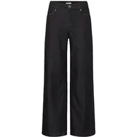 Black wide-leg women's trousers by fransa with front pockets and button closure.