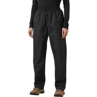 Black Helly Hansen women's trousers with elastic waistband and straight legs, paired with brown shoes.