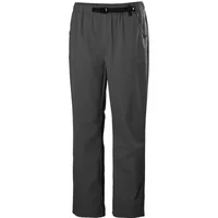 Gray Helly Hansen women's trousers with relaxed fit, elastic waistband, and adjustable belt.