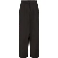 Black Ichi Fava Barrel women's trousers with high waist, wide legs, and subtle pleats.