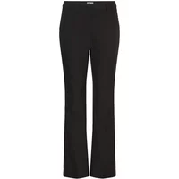 Black Ichi Fava flared women's trousers with a high waist and smooth finish.