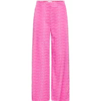 Pink checkered women's trousers by Ichi, featuring a wide-leg design and high waist.
