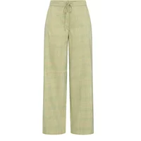 Light green women's trousers by Ichi IHJoli, high-waisted with a drawstring and wide-leg fit.
