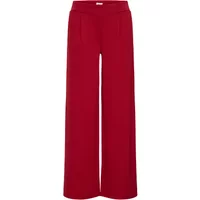Red wide-leg women's trousers with high waist and subtle pleats by Ichi.