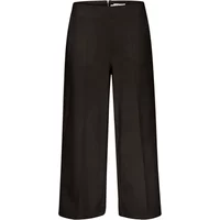 Black women's trousers by Ichi, wide-leg design, high waist, zip closure at back.