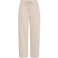 Beige women's trousers by Ichi with drawstring waist, straight leg, and front pockets.