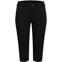 Black women's trousers, mid-rise, cropped length, button closure, by KAFFE Curve.