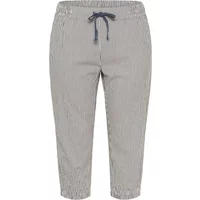 Women's striped capri trousers by KAFFE Curve, featuring a drawstring waist and elastic cuffs.