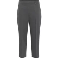 Gray women's trousers by Kaffe, mid-rise, straight-leg, with belt loops and side pockets.