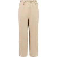 Beige women's trousers by Protest Olympic, featuring an elastic waistband and straight-leg design.