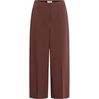 Brown women's trousers with high waist, wide legs, and subtle pleats by Soaked in Luxury.