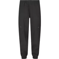 Black women's trousers by SOS Fujiyama, featuring an elastic waistband and cuffed ankles.