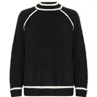Black women's turtleneck sweater with white trim and raglan sleeves by b.young BYNinna.