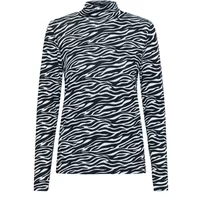 Black and white zebra print women's turtleneck sweater by Soaked in Luxury, long sleeves, fitted style.