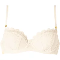 Cream underwired bra with lace trim and adjustable straps, Brigitte Bardot Symphonie design.