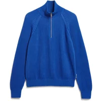 Blue Women's Vanisé Pull Armedangels Troyer with ribbed texture, half-zip front, and high collar.