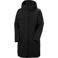 Black Helly Hansen Lily women's waterproof jacket with hood and long sleeves.