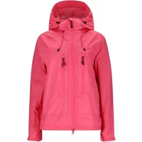 Pink women's waterproof jacket with hood, front zippers, and adjustable drawstrings, Whistler Tobin Pro 10000.