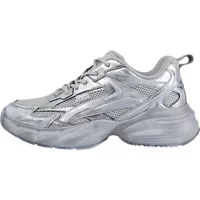Silver women's wedge shoes Buffalo Gianna One with chunky sole and mesh detailing.