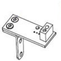 Zebra P1006068 printer belt, rectangular metal bracket with two holes and a small block attachment.