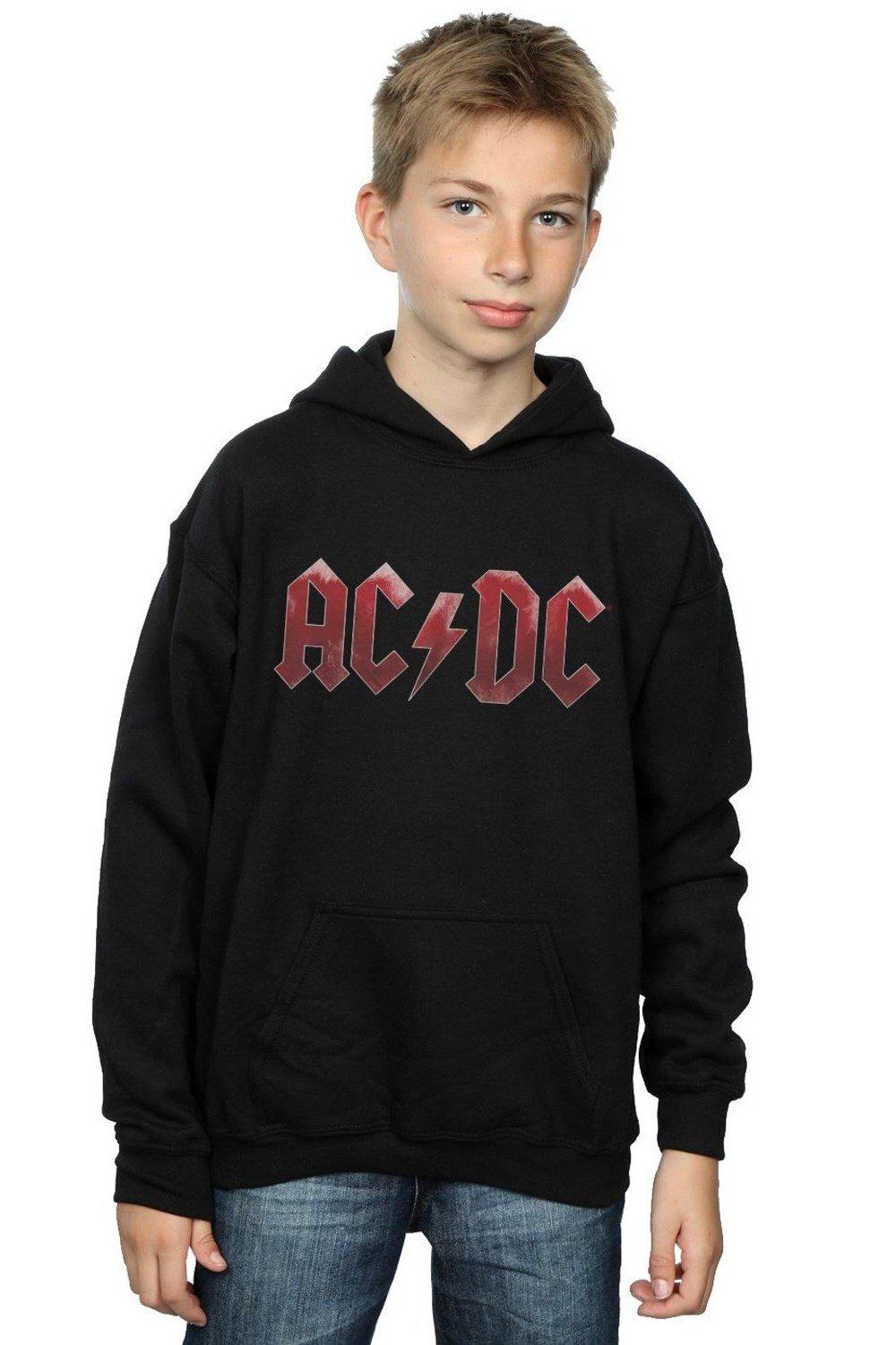 AC/DC AC/DC Boy's Red Ice Logo Hoodie in Black | Size: 7-8 Years