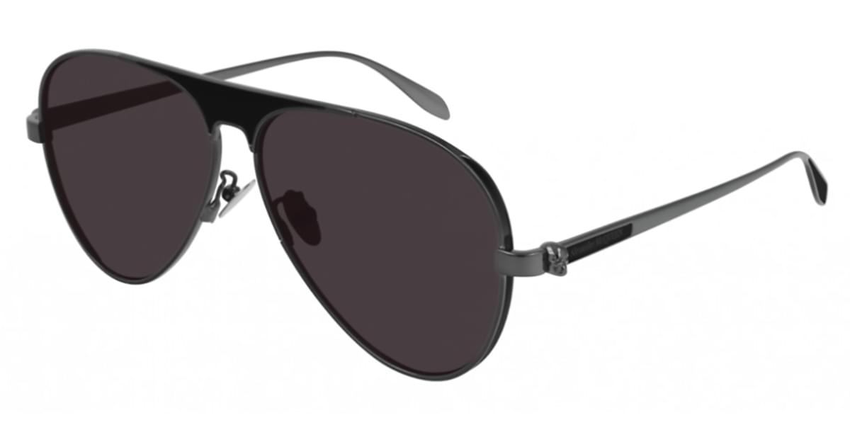 Sleek black aviator sunglasses with dark lenses, featuring a thin metal frame and distinctive detailing on the temples, embodying a modern and stylish aesthetic.