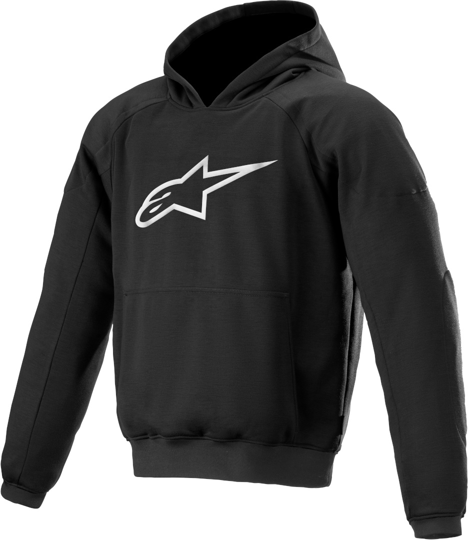 Black Alpinestars Ageless hoodie in size XXL, featuring a front pocket and a prominent white logo on the chest, made from soft, comfortable material with a classic hooded design.