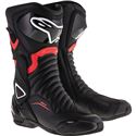 Black and red Alpinestars SMX-6 V2 DryStar CE motorcycle boots, featuring a sleek design, reinforced toe, and a waterproof material, size 46 (UK 12).