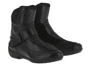 Black Alpinestars Stella Valencia CE ladies motorcycle boots, size 40 (UK 6.5), featuring a sleek design, durable material, and adjustable strap for a secure fit.