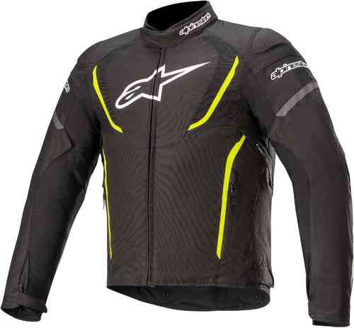 Black and yellow fluo Alpinestars T-Jaws V3 motorcycle jacket in size 3XL, featuring a sleek design, mesh panels, and prominent logo on the chest.