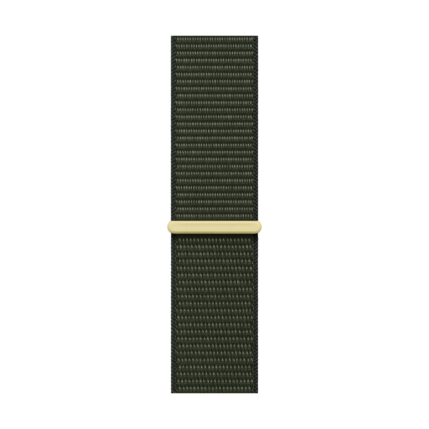 Apple 45mm Cypress Sport Loop in a dark green woven nylon material, featuring a gold-colored adjustable buckle for a secure fit.