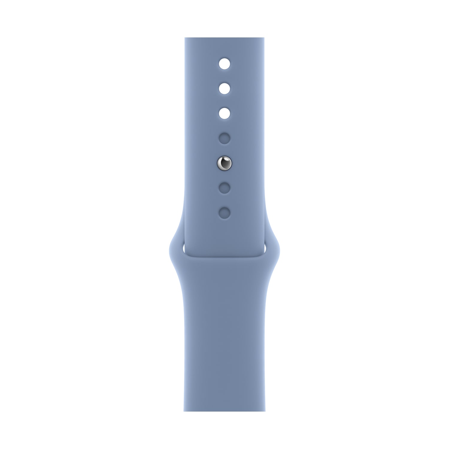 Winter blue silicone sport band for Apple Watch, 45mm size, featuring multiple adjustment holes and a smooth finish, designed for comfort and durability.