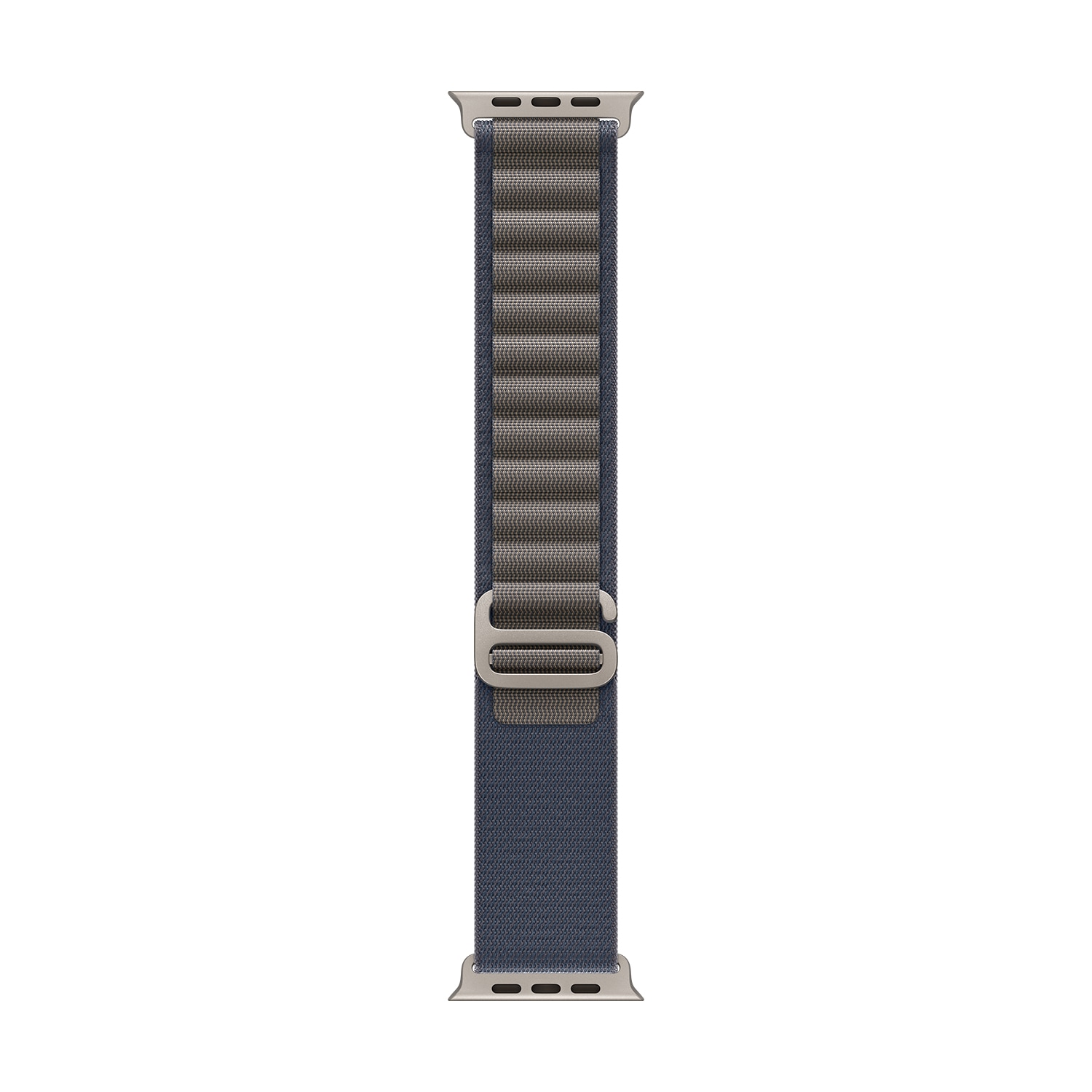 49mm blue Alpine Loop in small size, featuring a woven nylon material with a textured finish and adjustable design, complemented by silver metal hardware.