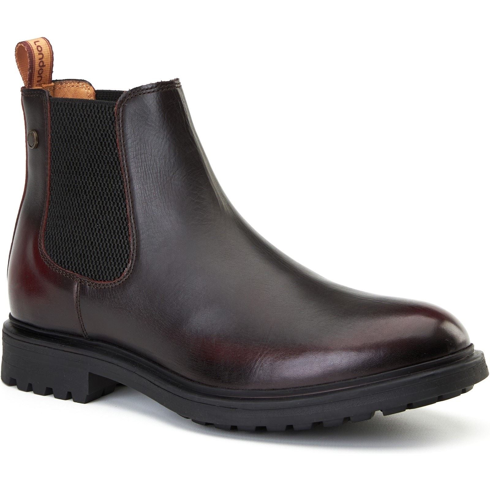 Bordo leather Chelsea boot featuring a smooth finish, elastic side panels, a sturdy black rubber sole, and a branded pull tab at the heel.