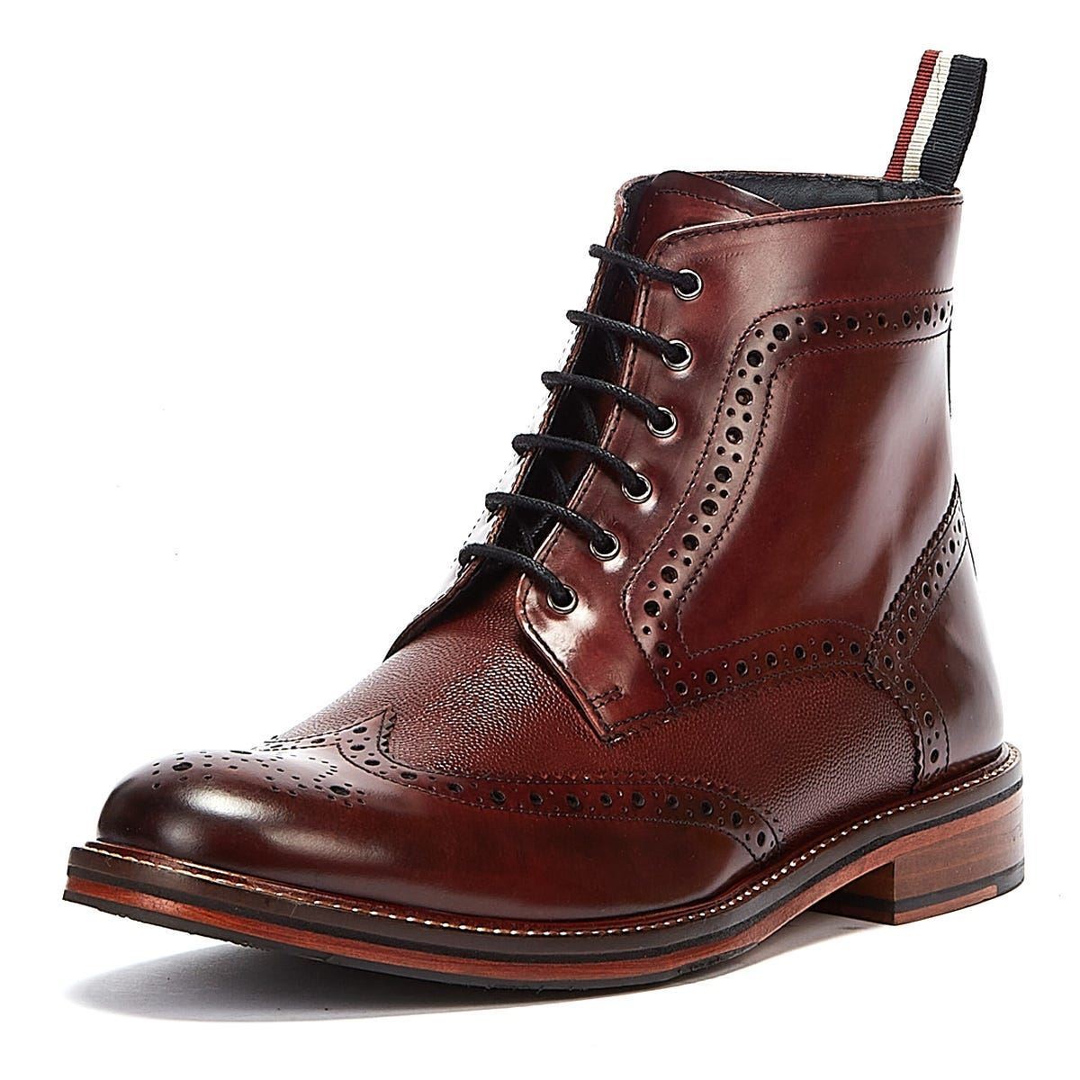 Ben Sherman Alfred Brogue Leather Men's Burgundy Boots - image 2
