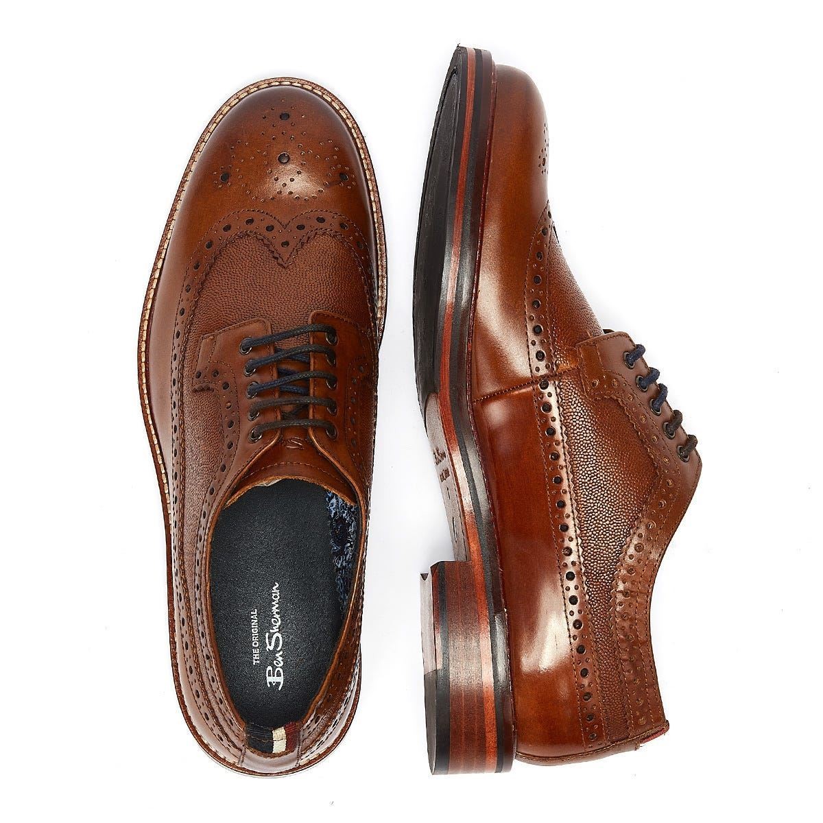 Ben Sherman Archie Brogue Leather Men's Tan Lace-Up Shoes - image 3