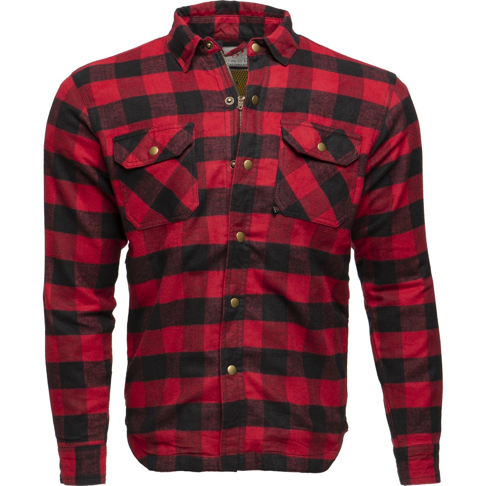 Black and red checkered Kevlar motorcycle shirt in size 3XL, featuring a button-up front, two chest pockets, and a classic collar design.