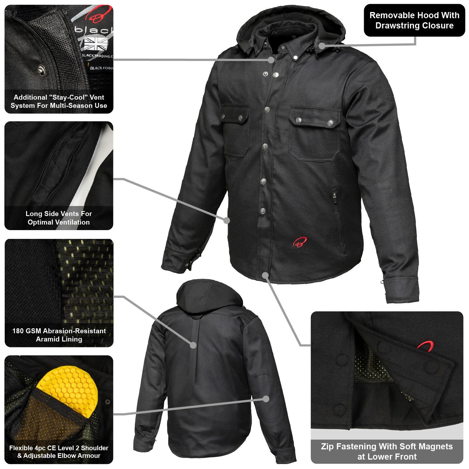 Black Forge Armoured Motorcycle Shirt 10XL Black - image 2