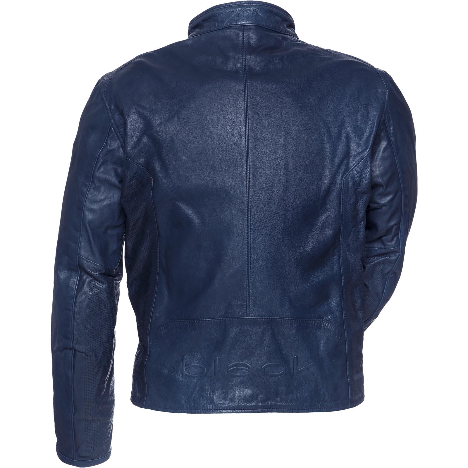 Black Notus Leather Motorcycle Jacket 3XL (48) Blue - image 2