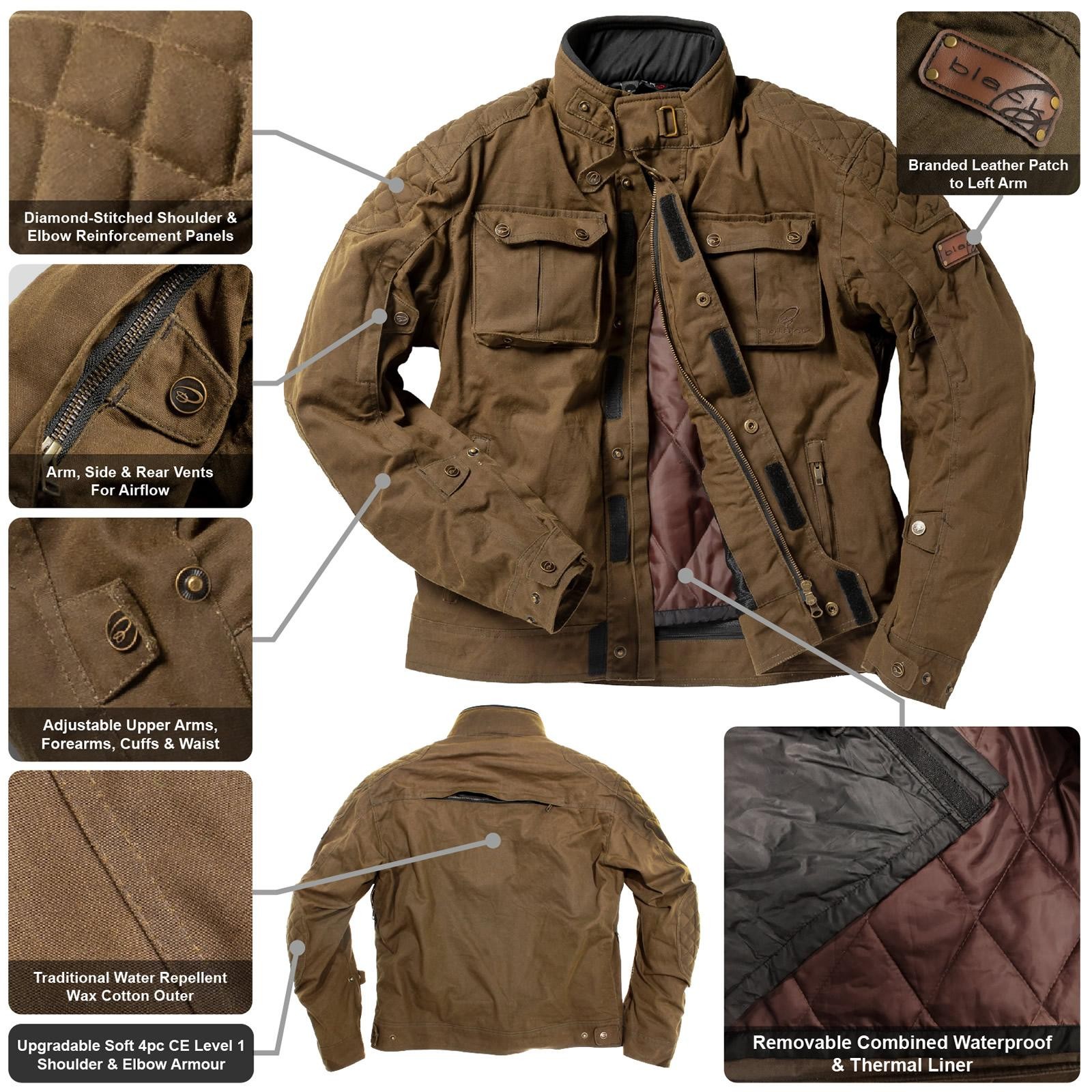 Black Pendle Wax Motorcycle Jacket XL Olive Brown - image 2