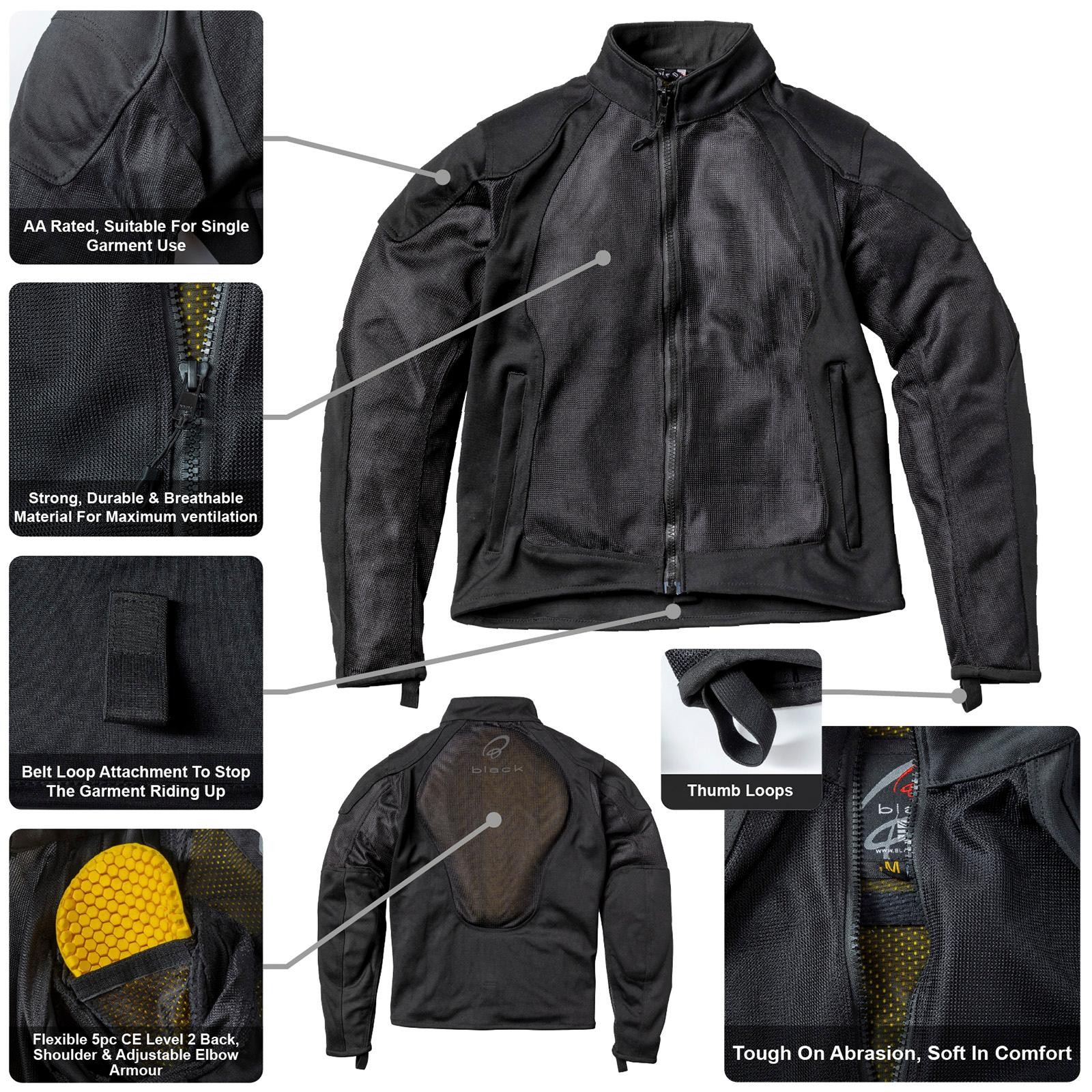 Black Premium Air Armoured Motorcycle Jacket 5XL Black - image 2