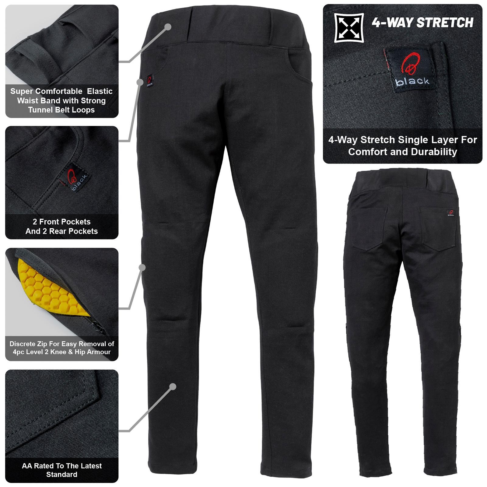 Black Premium Ladies Stretch Motorcycle Leggings UK 22 Black (Standard Leg) - image 2