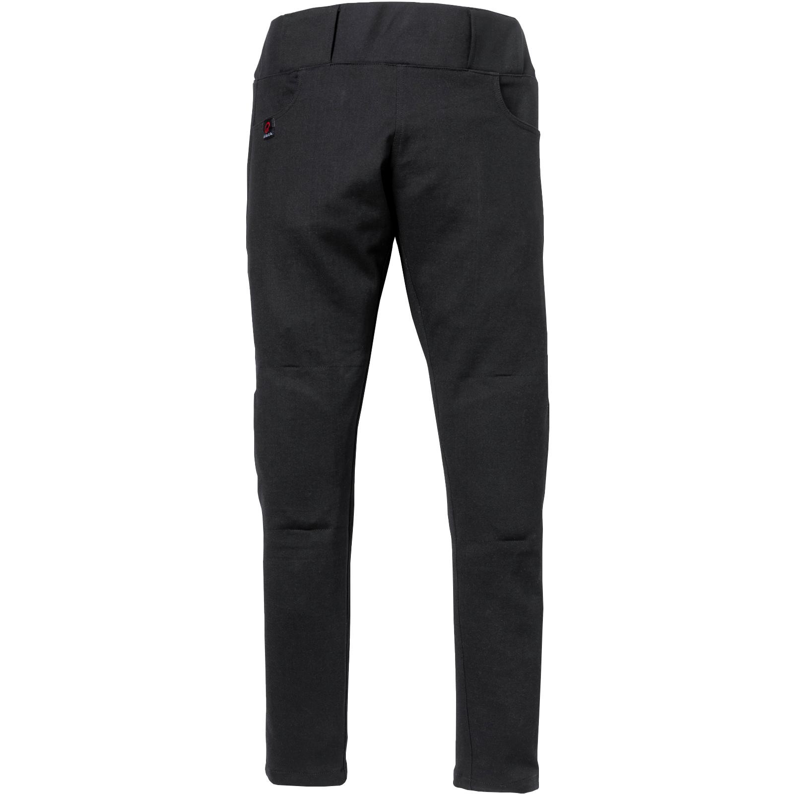 Black premium ladies stretch motorcycle leggings in UK size 22, featuring a sleek design, durable fabric, and standard leg length with pockets for convenience.