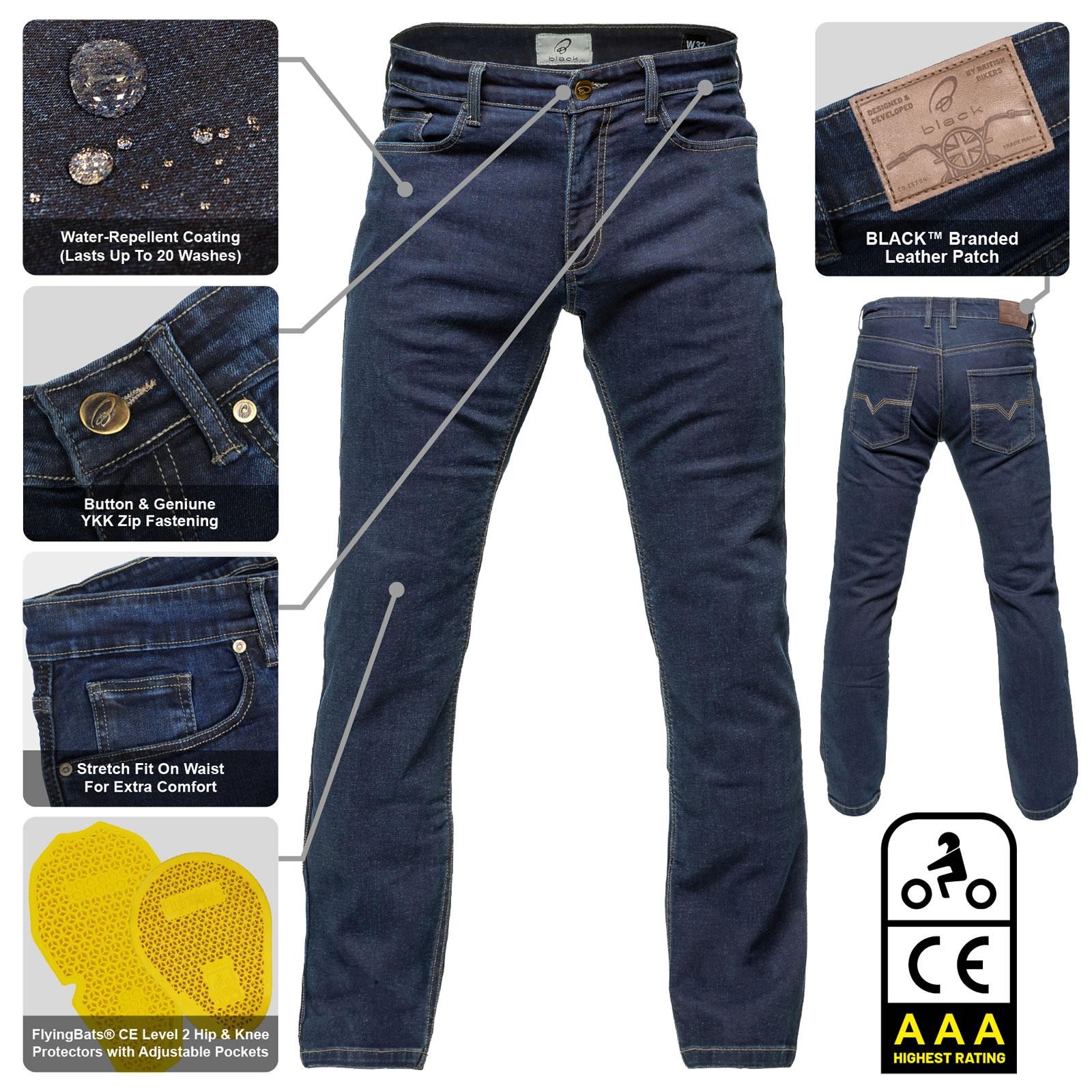 Black Speedster AAA CE Motorcycle Jeans 30 Dark Blue (Short Leg) - image 2