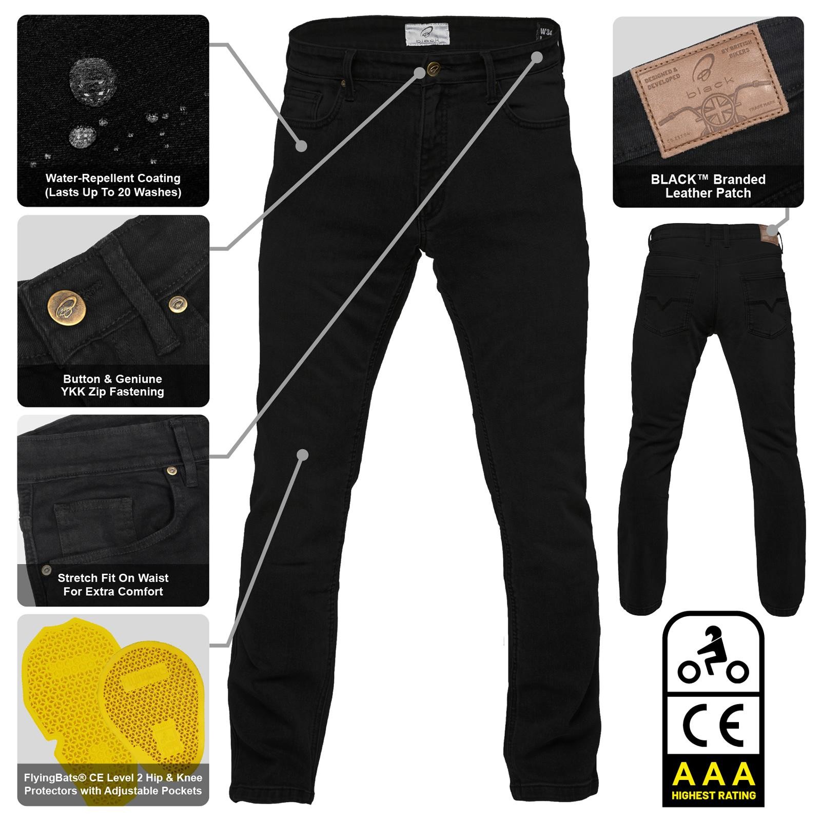 Black Speedster AAA CE Motorcycle Jeans 30 Ultra Black (Short Leg) - image 2