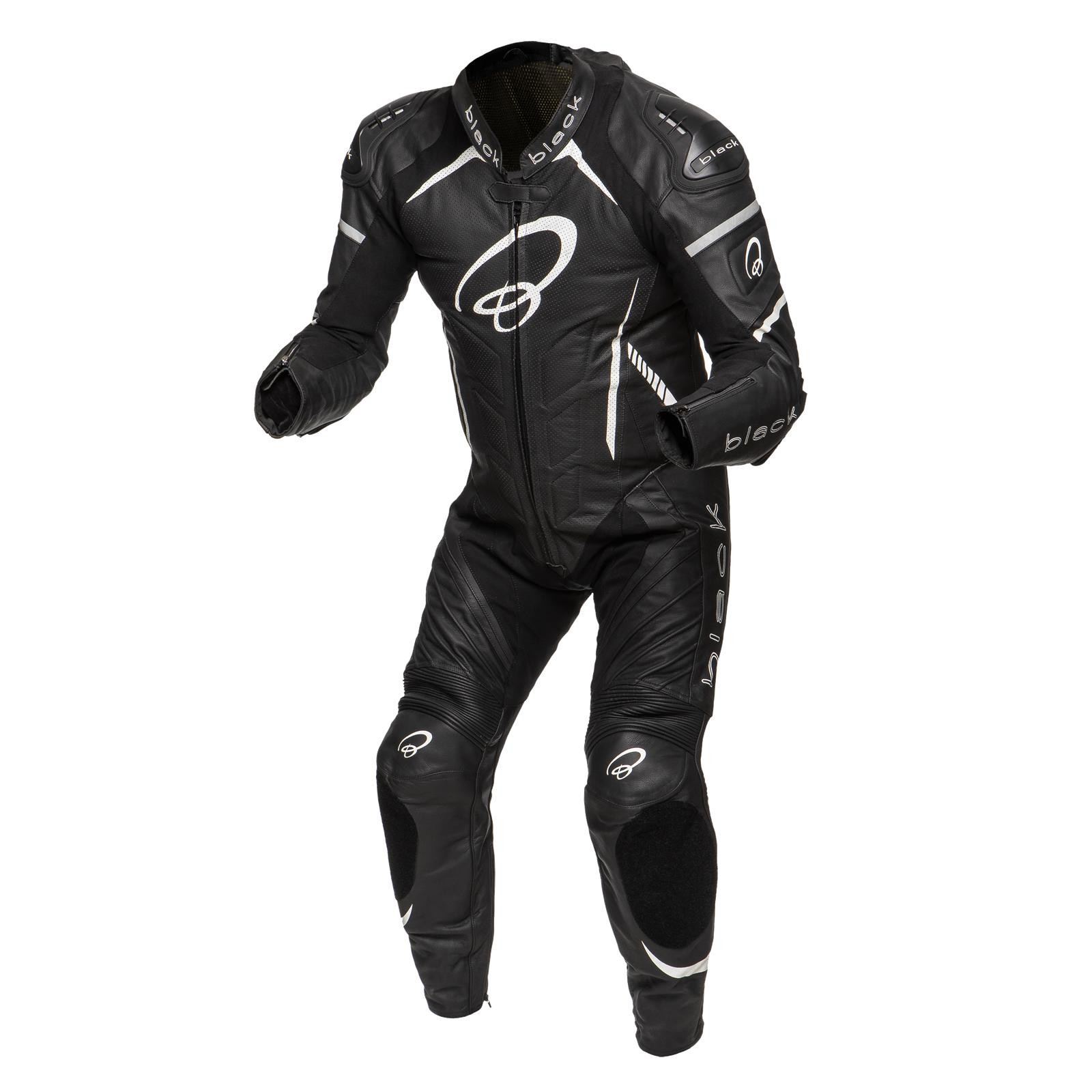Black Thunder 1-Piece Leather Motorcycle Suit 46 Black White (UK 36) - image 2