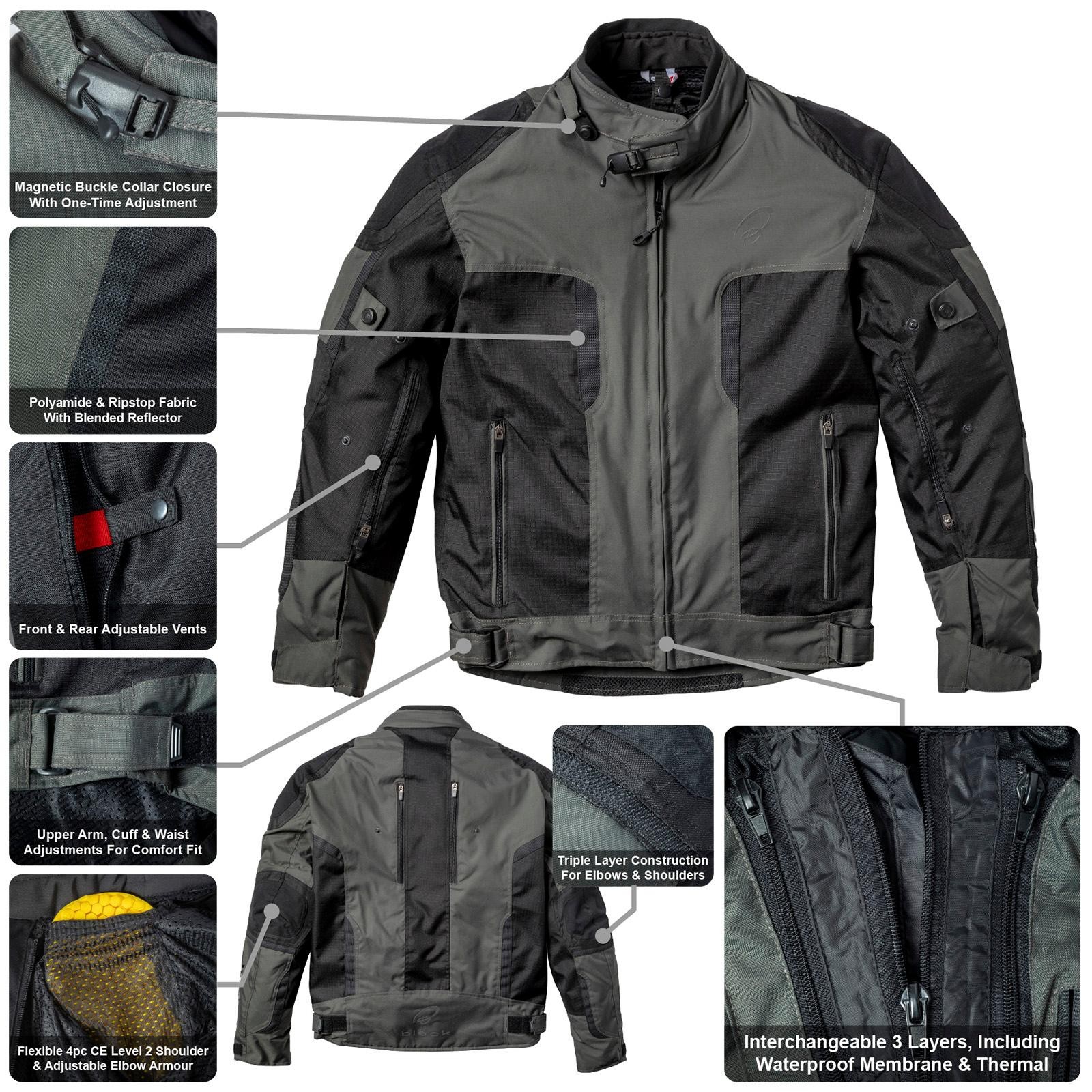 Black Zeal Motorcycle Jacket 5XL Black Dark Grey - image 2