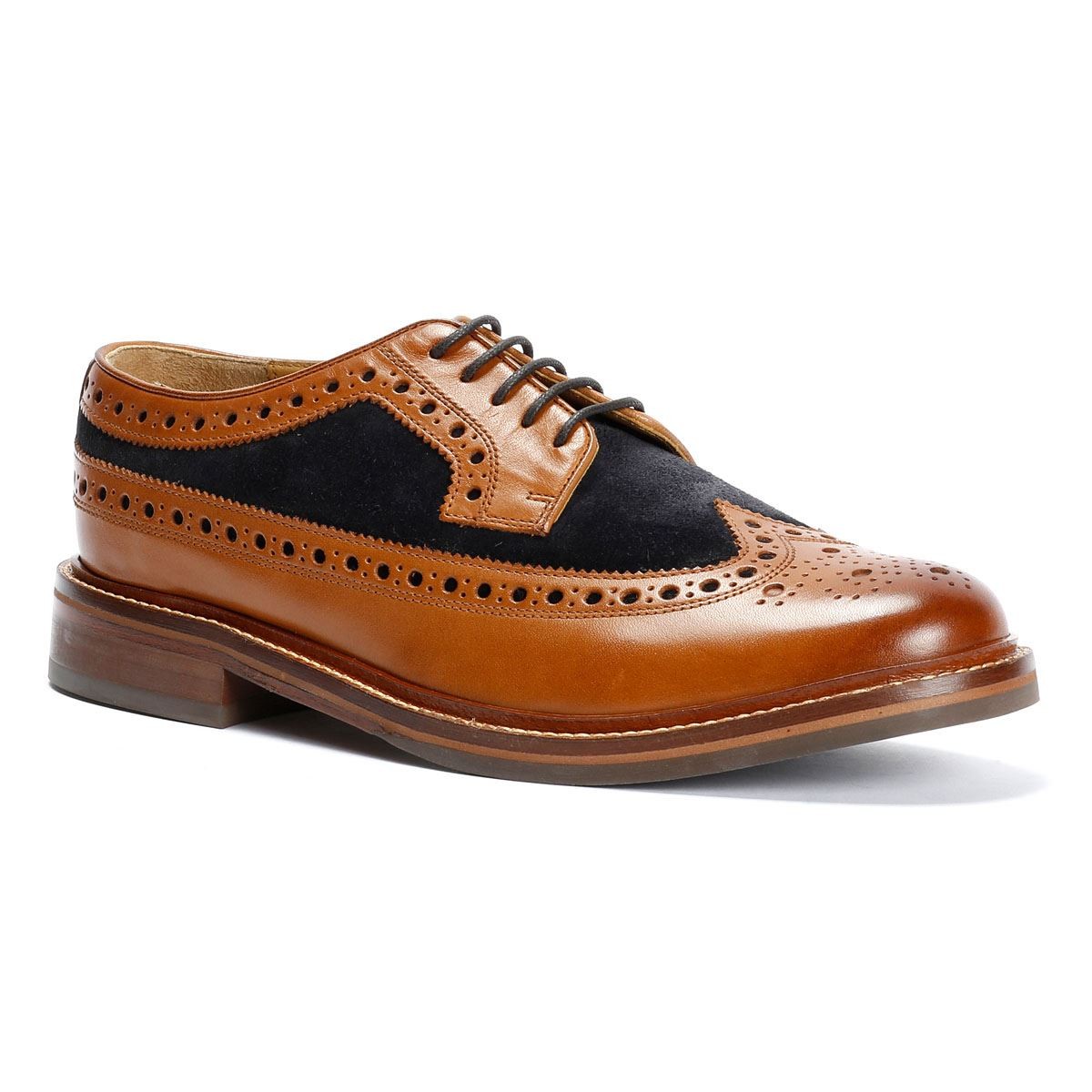 Chapman & Moore Longwing Brogue Leather/Suede Men's Tan/Navy Shoes - image 2